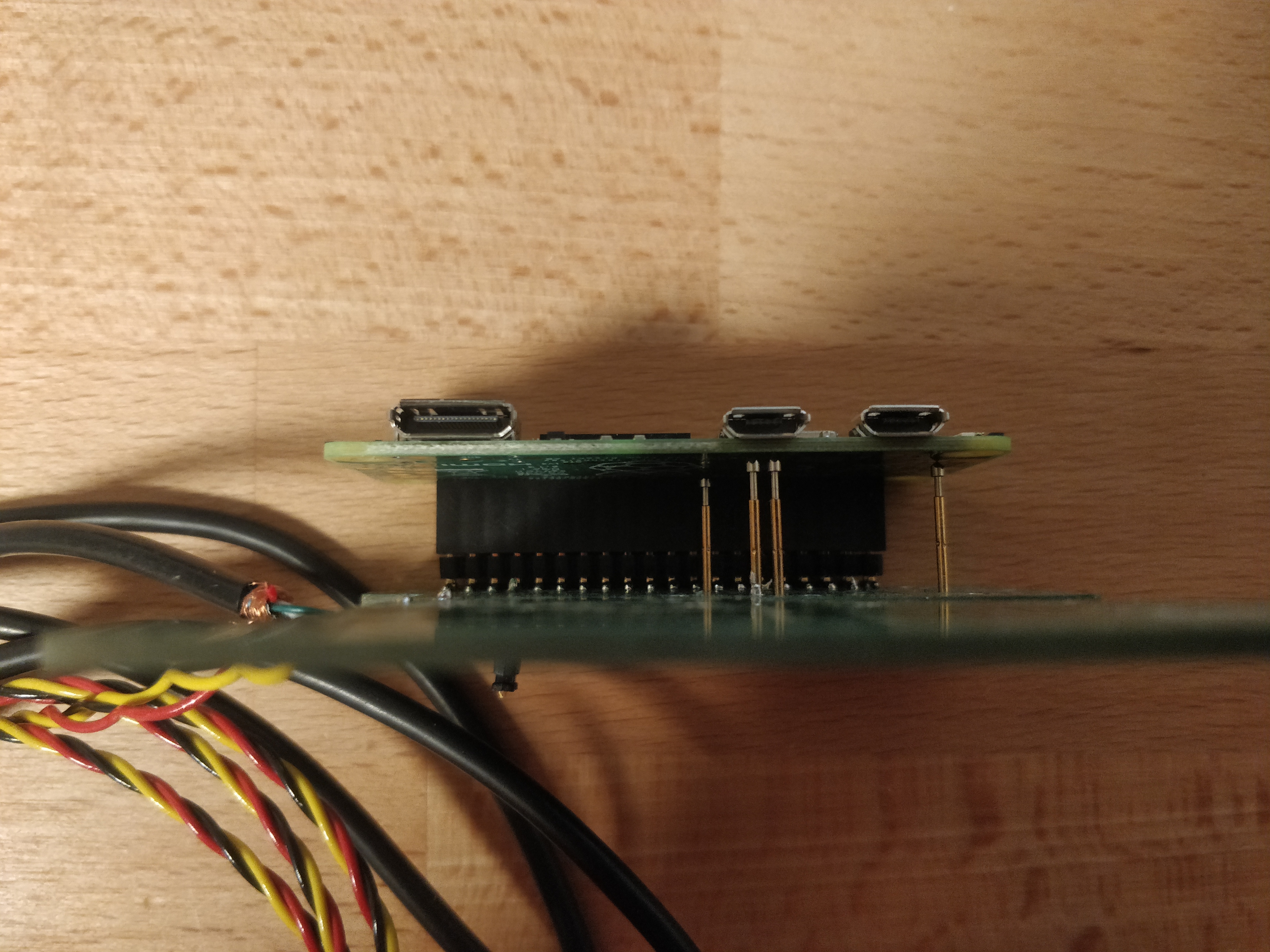 Probe pins used to connect USB to Raspberry Pi